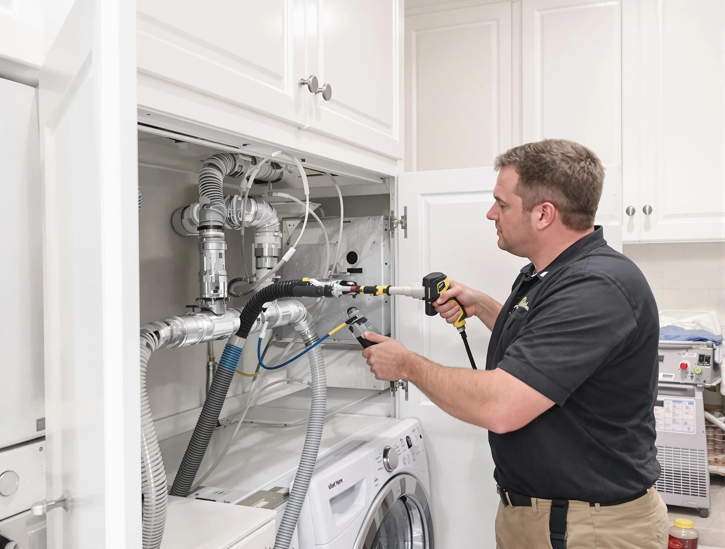 Portland Dryer Vent Cleaning professional removing severe blockage from a clogged dryer vent in Portland