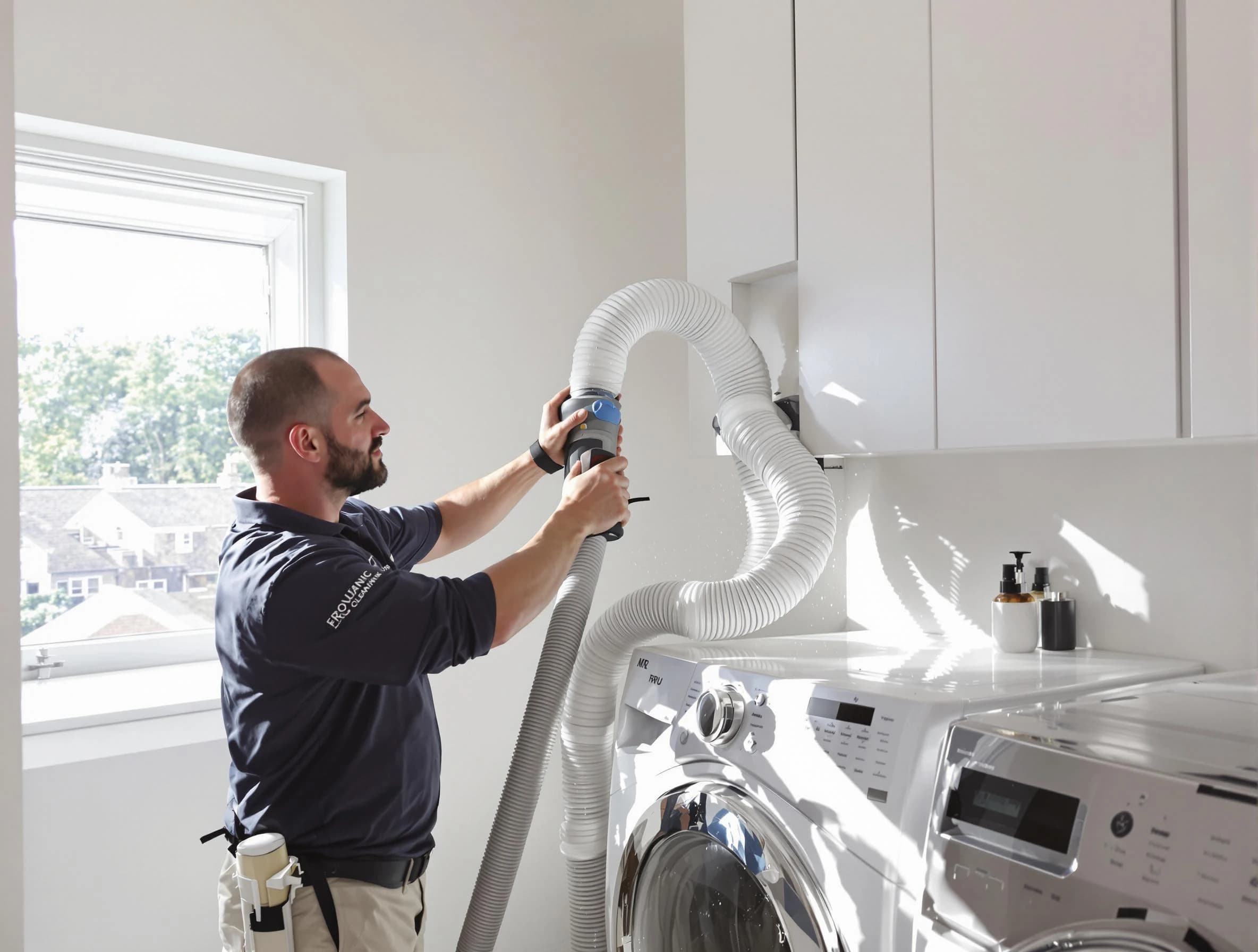 Certified Portland Dryer Vent Cleaning technician performing dryer vent cleaning in Portland