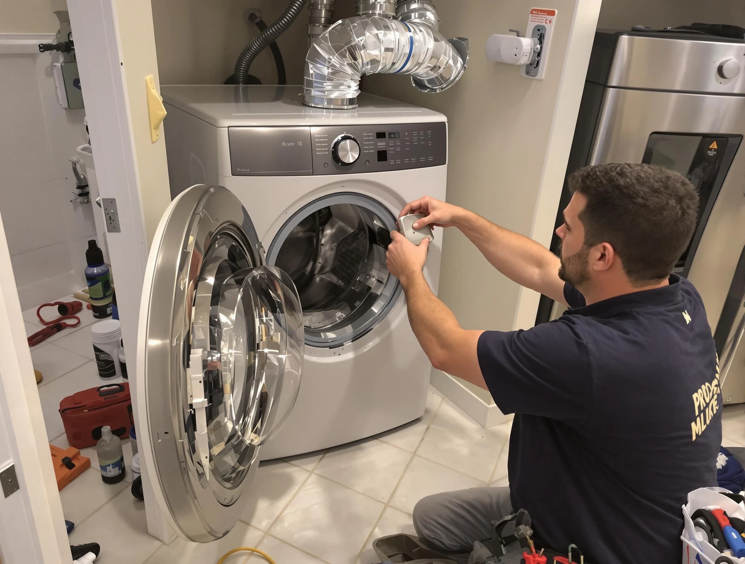 Portland Dryer Vent Cleaning technician performing precise dryer vent hose installation in Portland