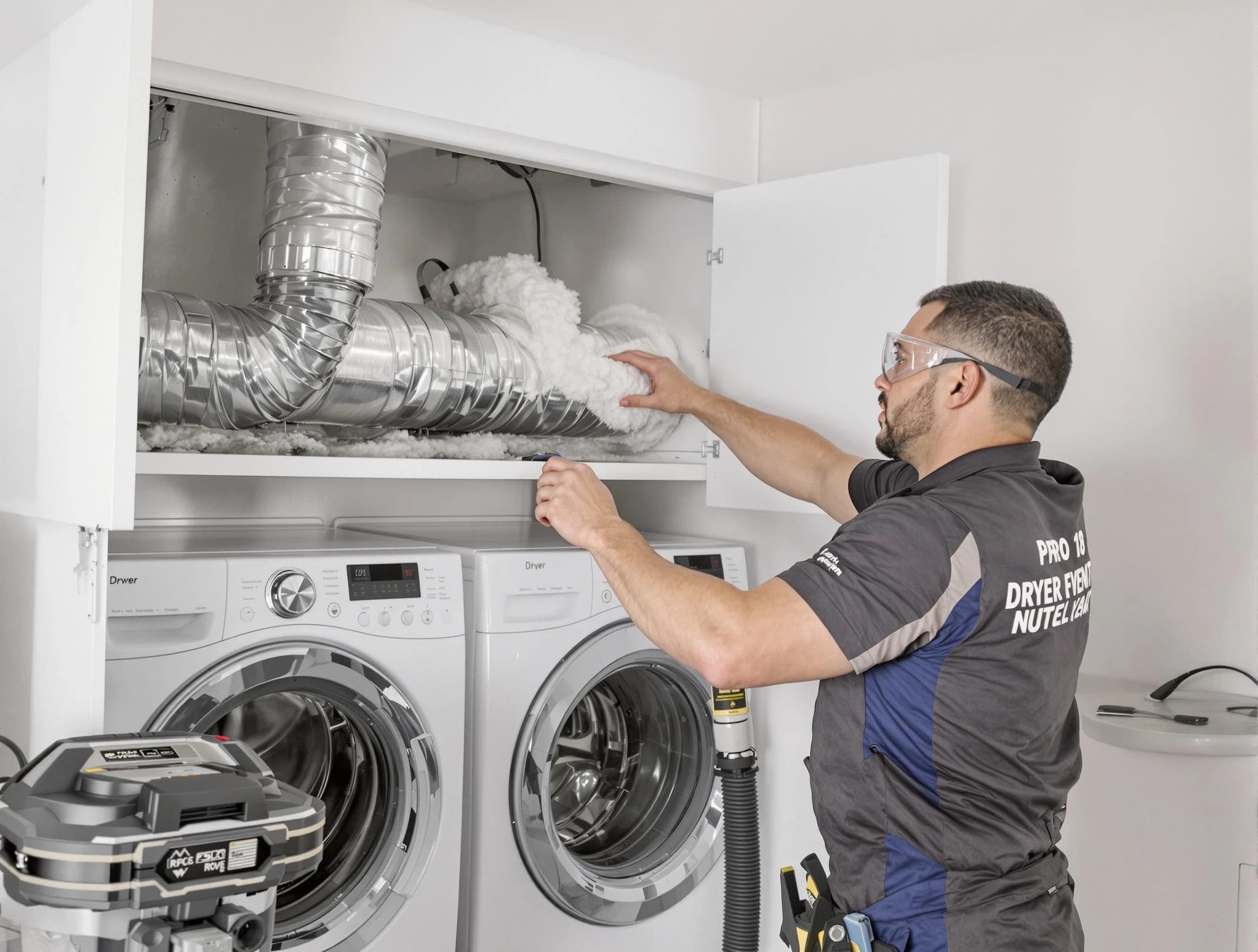 Portland Dryer Vent Cleaning certified technician performing specialized gas dryer vent cleaning in Portland